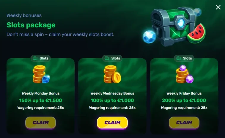 wino casino weekly slots